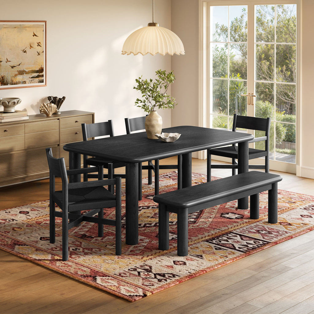 Alvia 6-Piece Oak Wood Dining Table and Seating Set by Modway