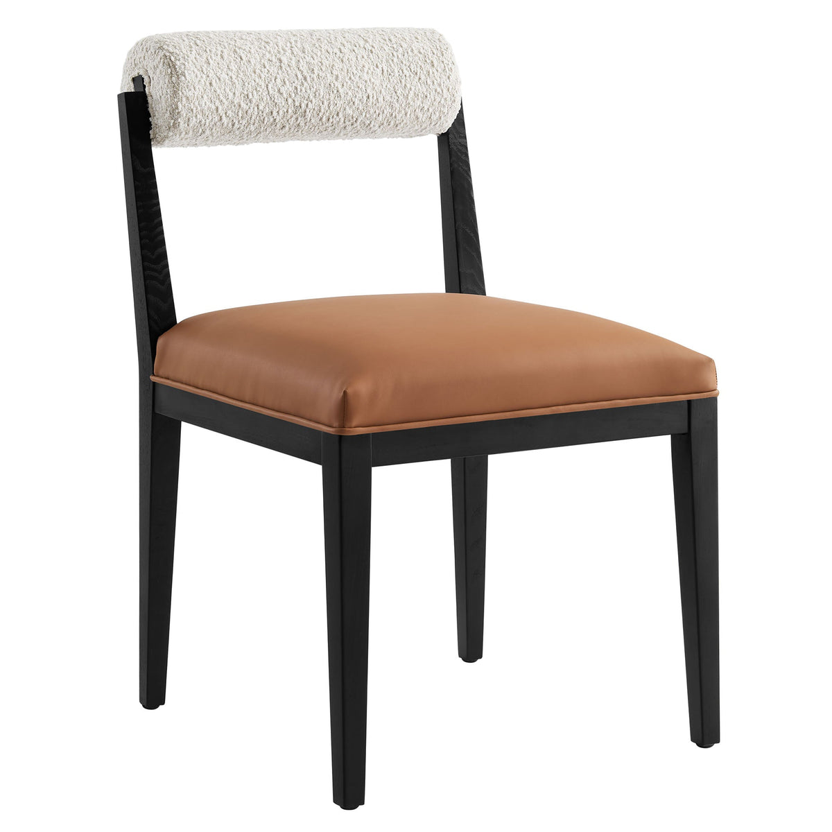 Kai Boucle and Vegan Leather Dining Chair Set of 2 by Modway