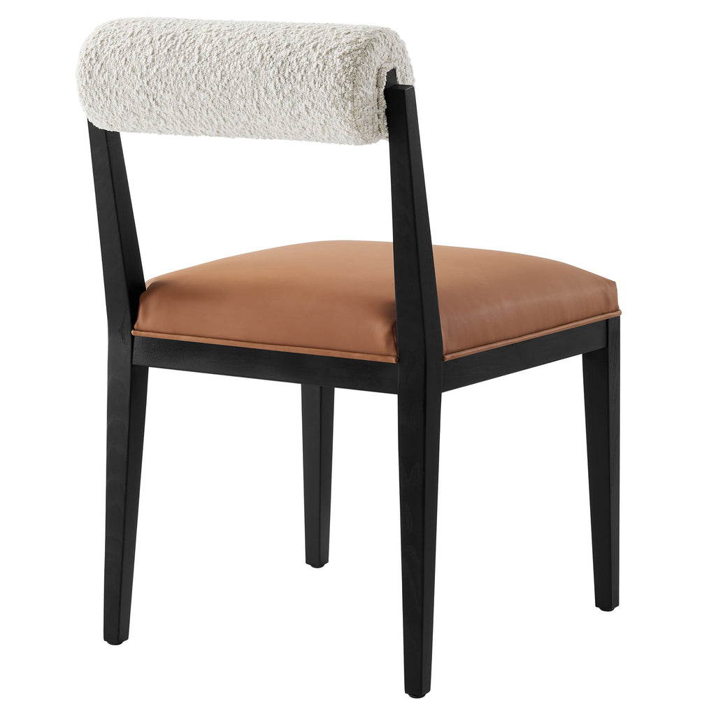 Kai Boucle and Vegan Leather Dining Chair Set of 2 by Modway