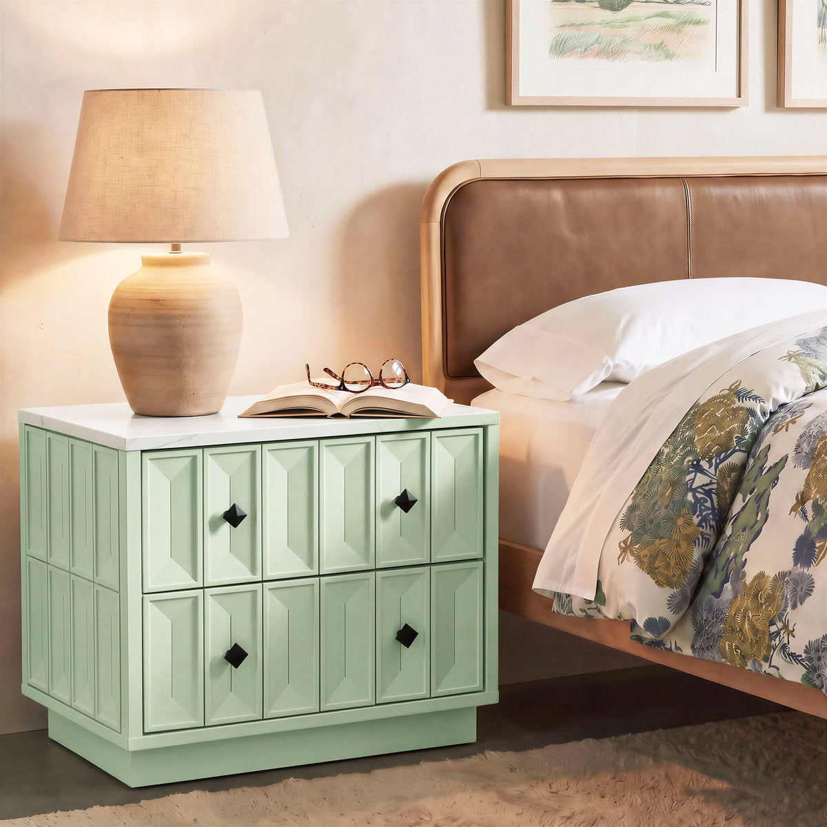 Mabry 23 Inch Geometric Faceted Two Drawer Nightstand by Modway