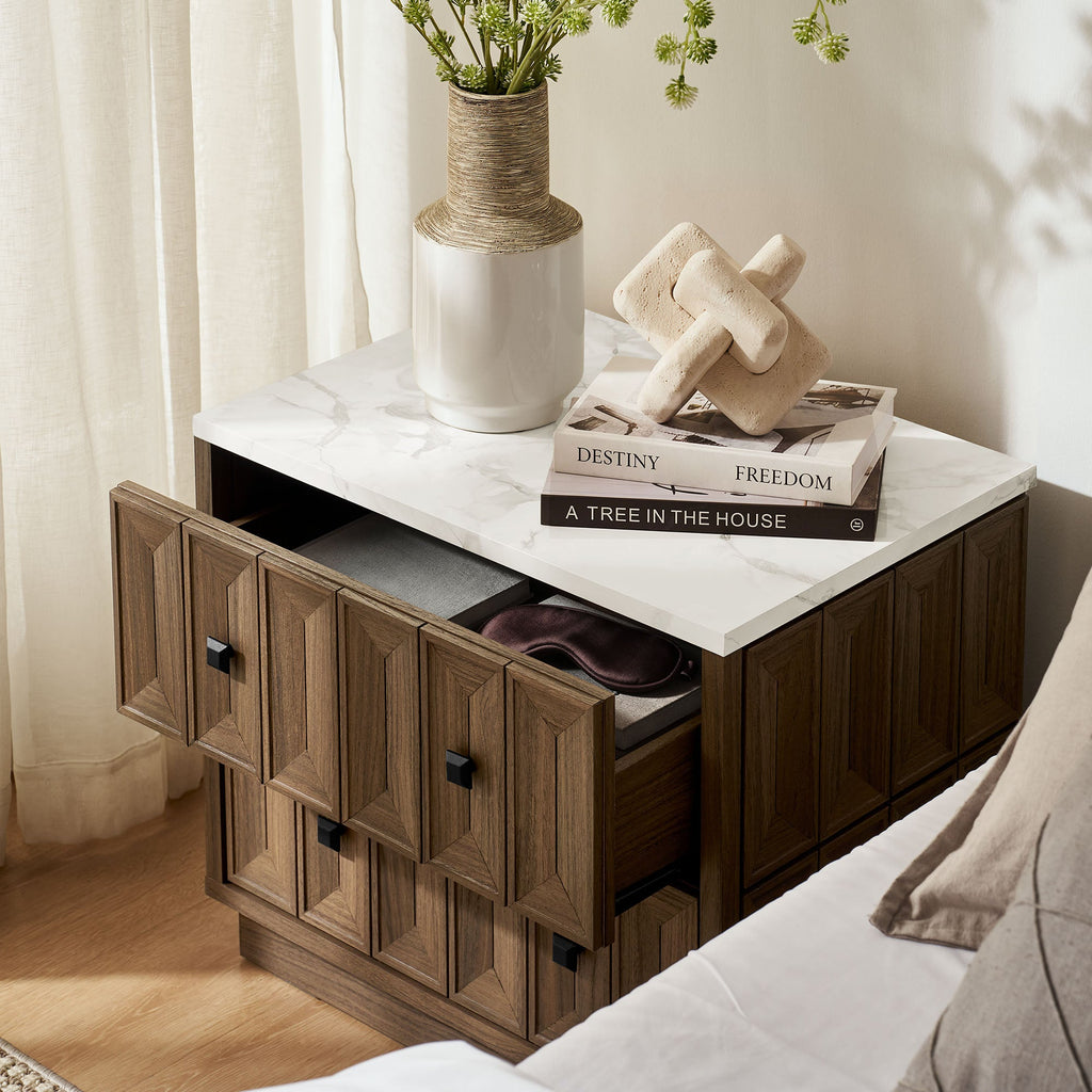 Mabry 23 Inch Geometric Faceted Two Drawer Nightstand by Modway