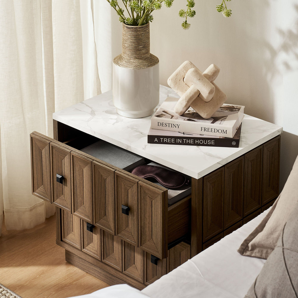 Mabry 23 Inch Geometric Faceted Two Drawer Nightstand by Modway
