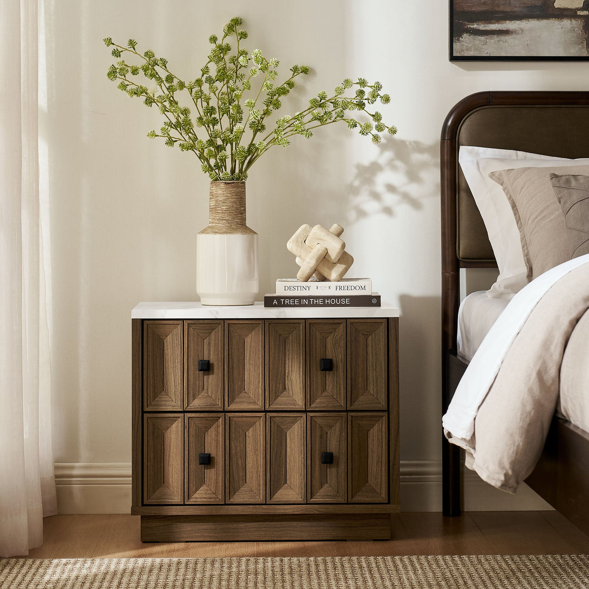 Mabry 23 Inch Geometric Faceted Two Drawer Nightstand by Modway