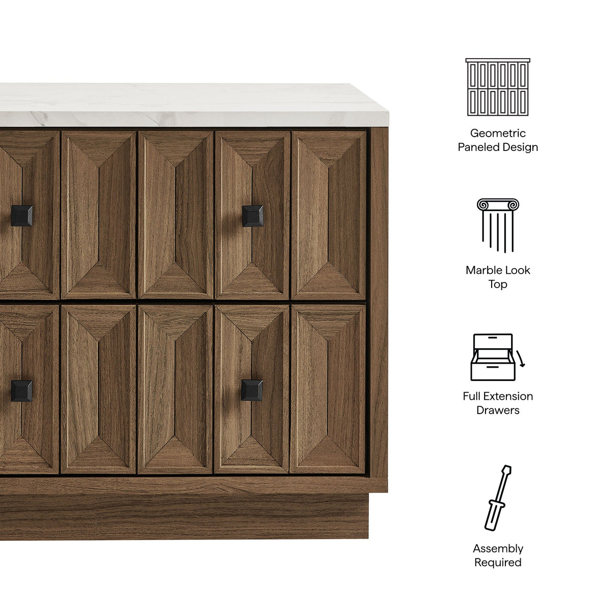 Mabry 23 Inch Geometric Faceted Two Drawer Nightstand by Modway
