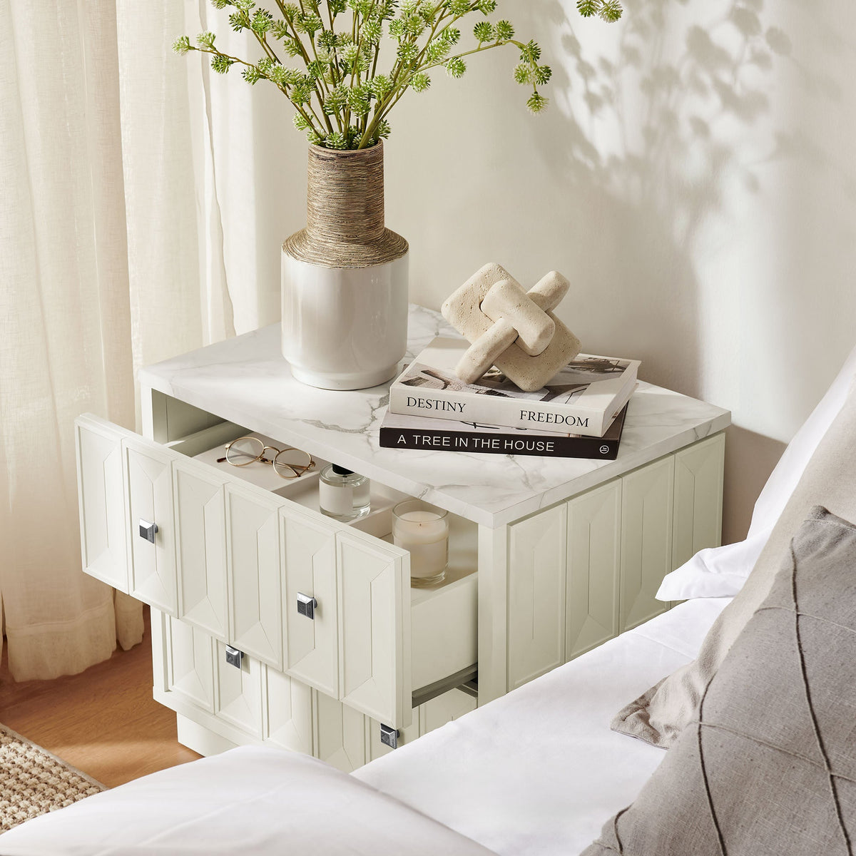 Mabry 23 Inch Geometric Faceted Two Drawer Nightstand by Modway