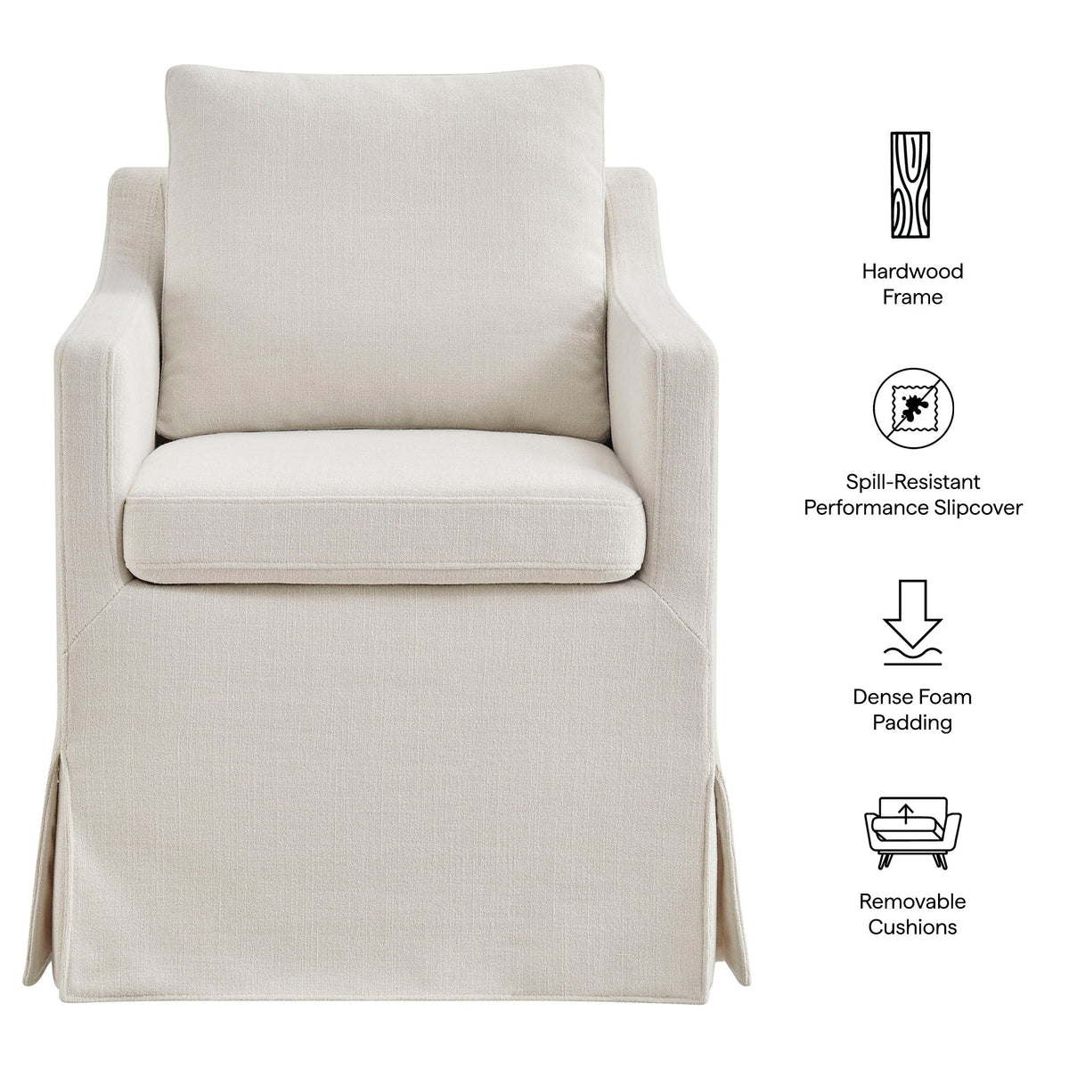 Serene Slipcovered Performance Fabric Dining Armchair by Modway
