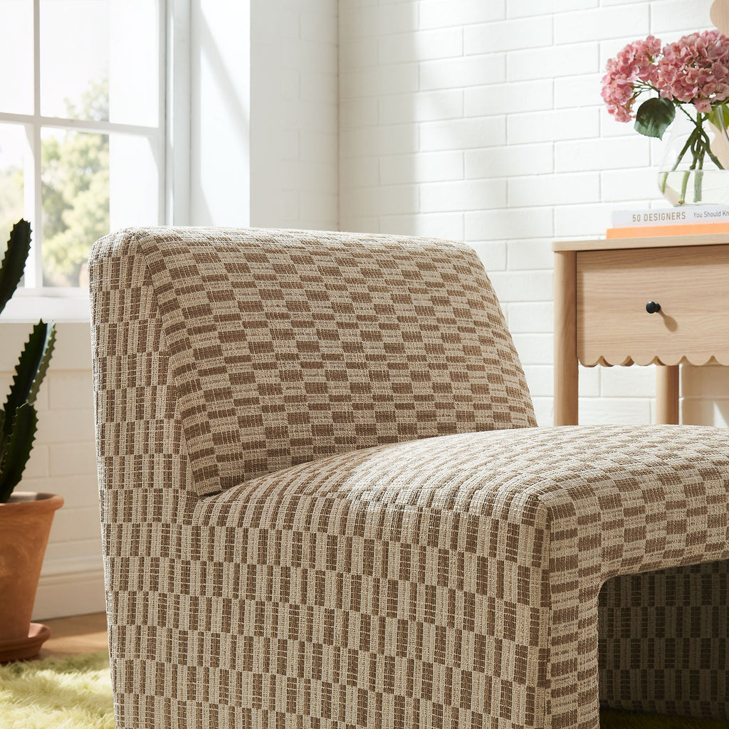 Amita Checked Woven Fabric Armless Accent Chair by Modway