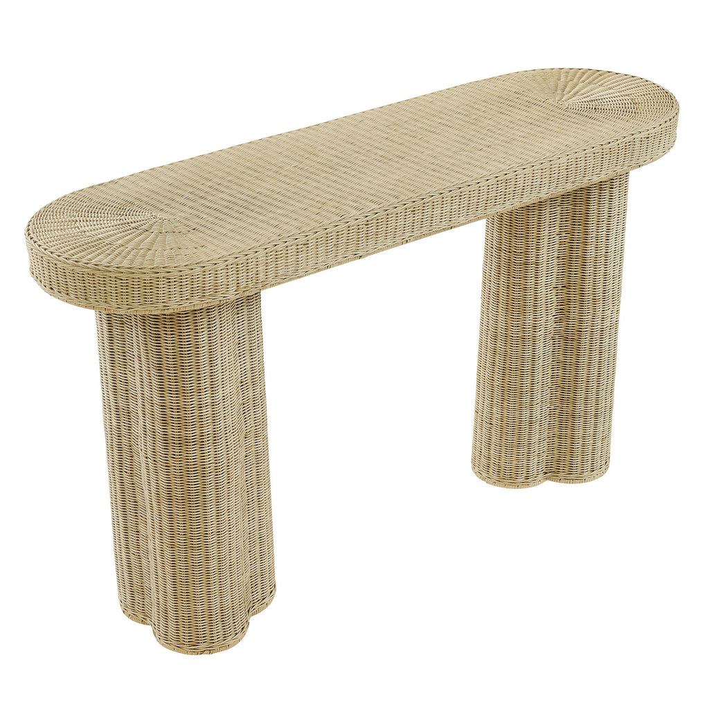 Sarova 59 Inch Natural Rattan Oval Console Table by Modway - EEI-7915