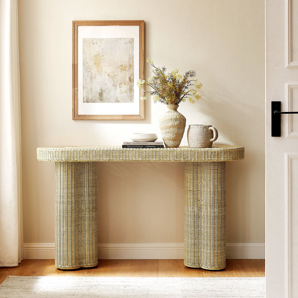 Sarova 59 Inch Natural Rattan Oval Console Table by Modway - EEI-7915