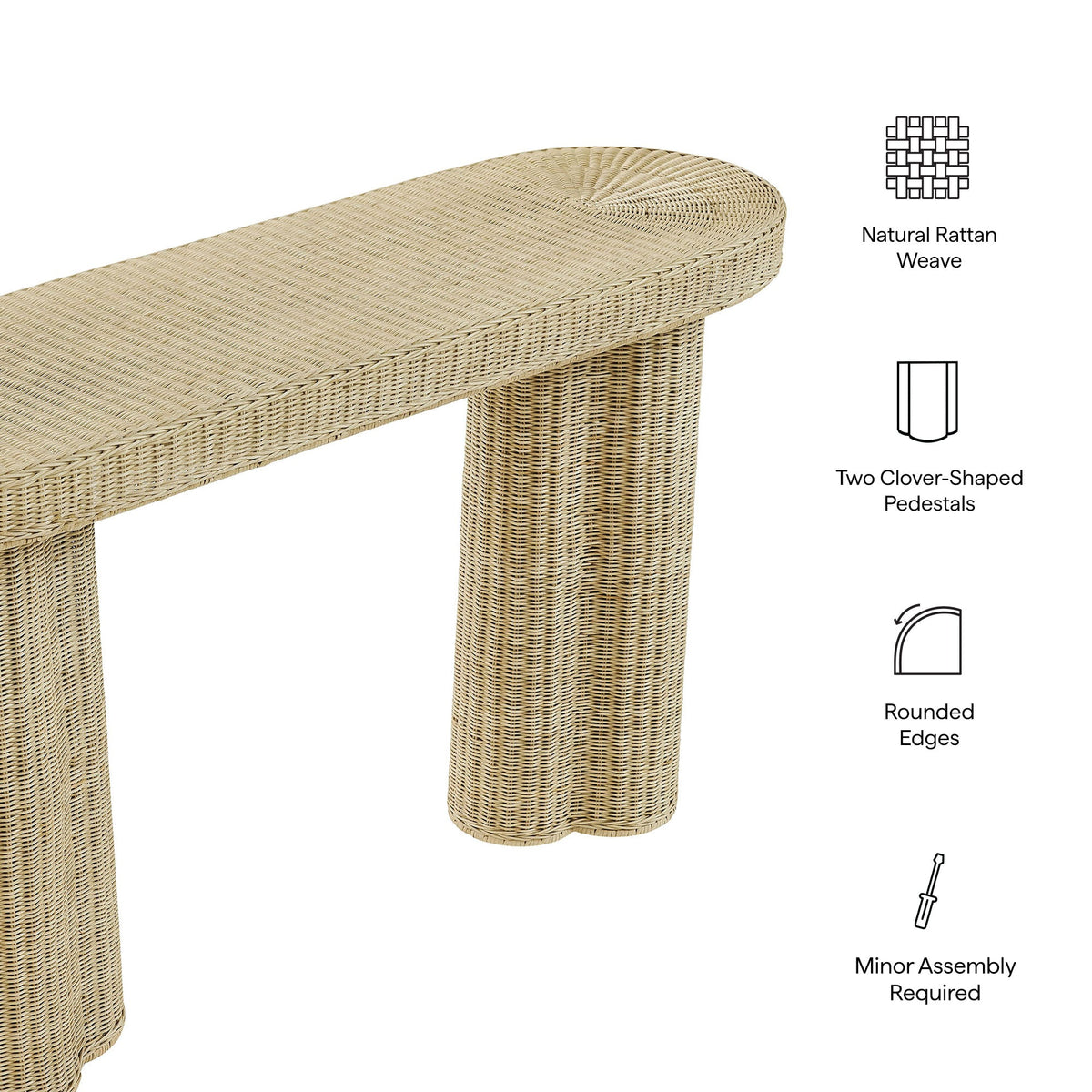 Sarova 59 Inch Natural Rattan Oval Console Table by Modway - EEI-7915