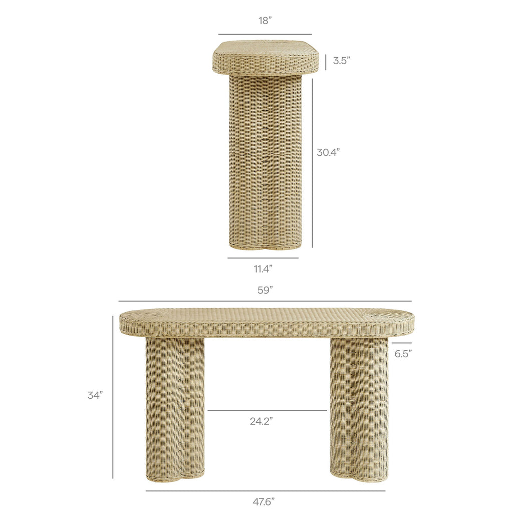 Sarova 59 Inch Natural Rattan Oval Console Table by Modway - EEI-7915