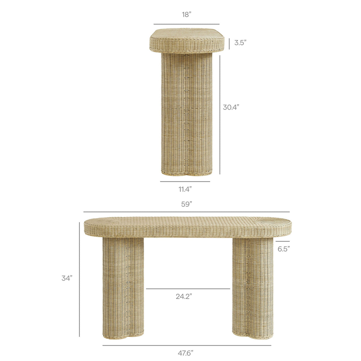 Sarova 59 Inch Natural Rattan Oval Console Table by Modway - EEI-7915