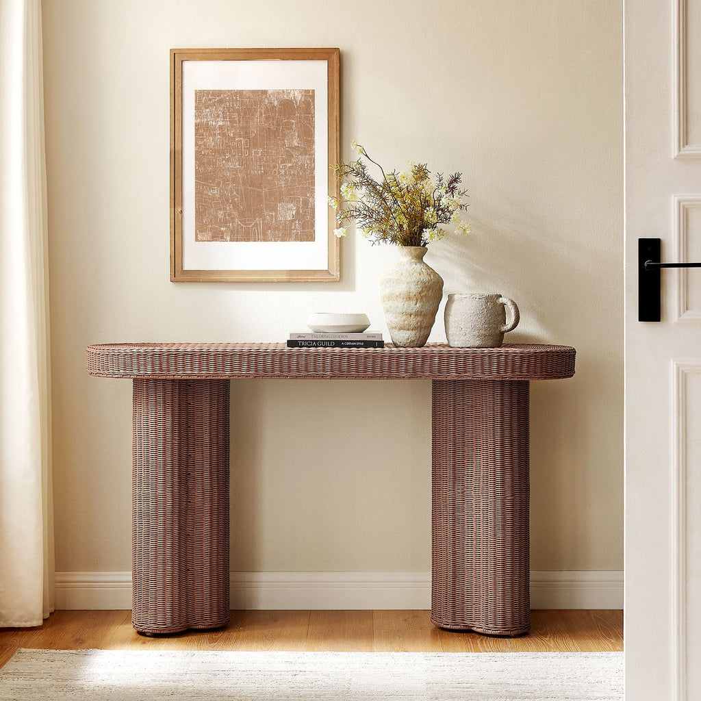Sarova 59 Inch Natural Rattan Oval Console Table by Modway - EEI-7916