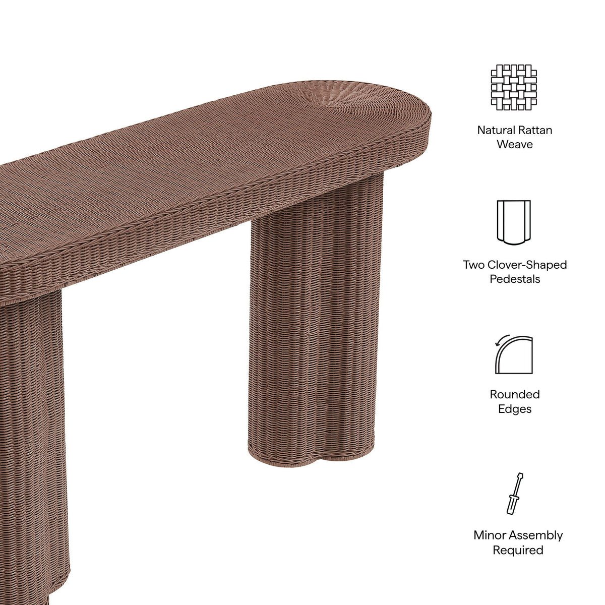 Sarova 59 Inch Natural Rattan Oval Console Table by Modway - EEI-7916