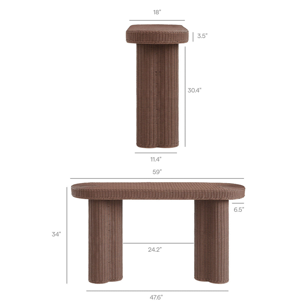 Sarova 59 Inch Natural Rattan Oval Console Table by Modway - EEI-7916