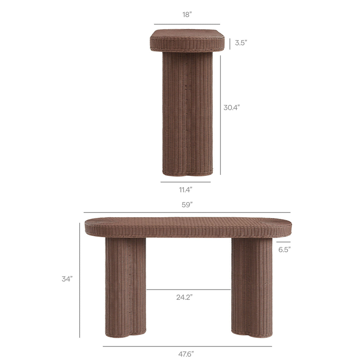 Sarova 59 Inch Natural Rattan Oval Console Table by Modway - EEI-7916