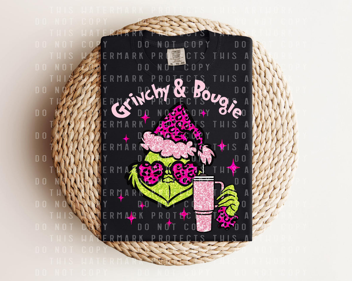 Faux Glitter Gr*nchy & Bougie Graphic Tee