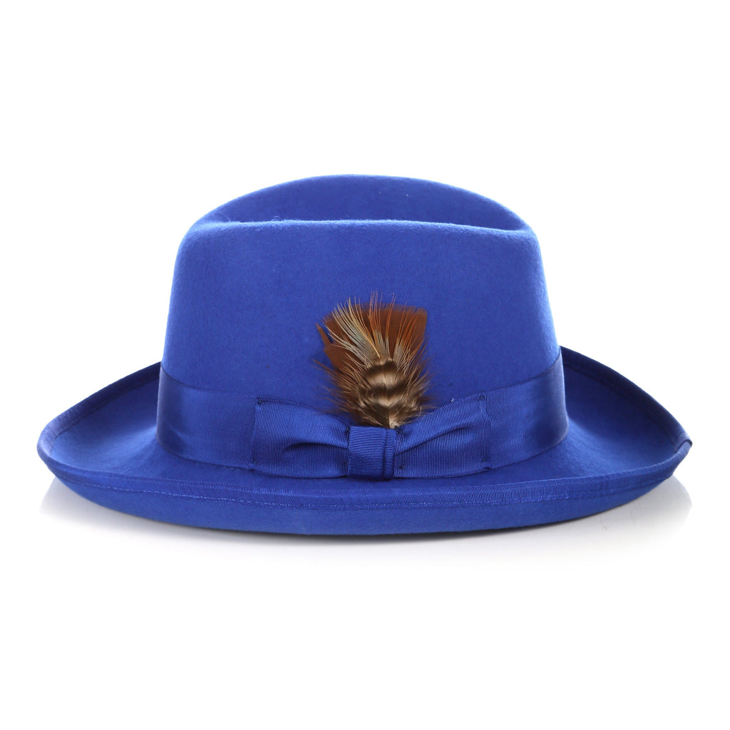 Ferrecci Royal Blue Wool Felt Godfather Fedora Hat