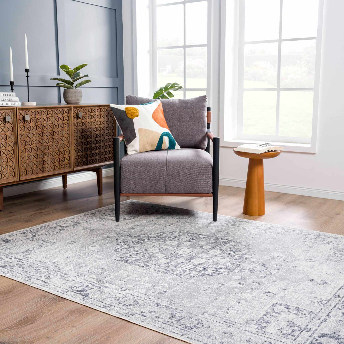 Akram Antrasit Flat Pile Washable Rug
