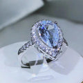 925 Sterling Silver Drop-Shaped White Zircon Ring | Elegant Cocktail Ring for Women