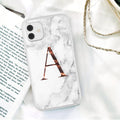 White A-Z Marble Texture Phone Cover For Iphone 12 Mini Soft Silicone Back Case Solid Name Phone Case Luxury Screen Camera Protection Shockproof Soft Cover