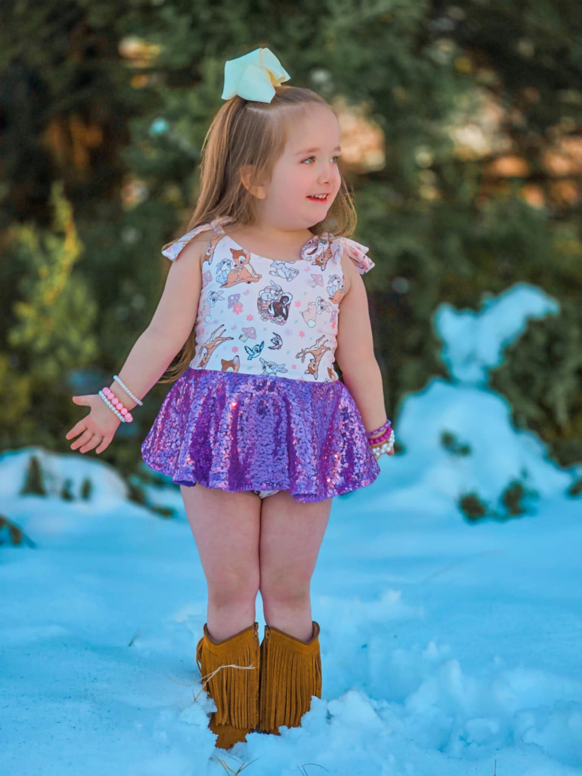 Thumper sequin tie romper