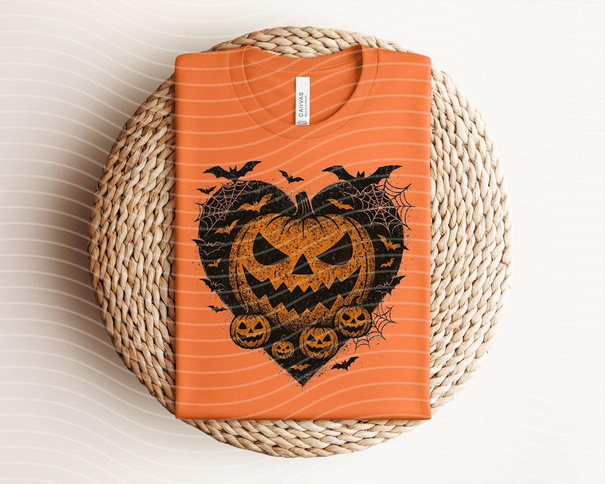 Scary Pumpkin Heart Graphic Tee
