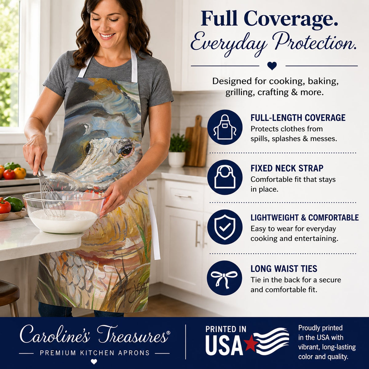 Alligator Apron Cooking Kitchen Server Baking Crafts Gardening for Adult Women Men, Unisex, Large, Multicolor