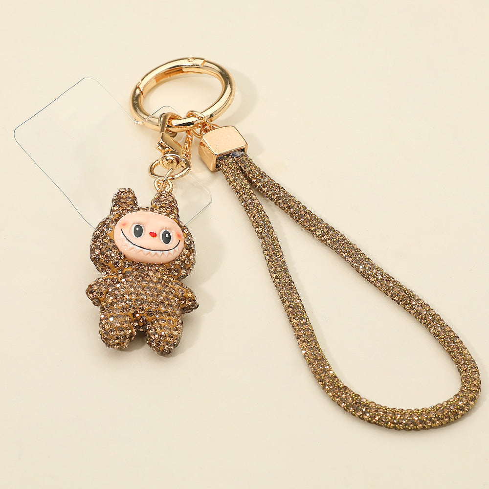 Bling Studded Monster Bunny Figure Phone Strap Keychain Bag Charm
