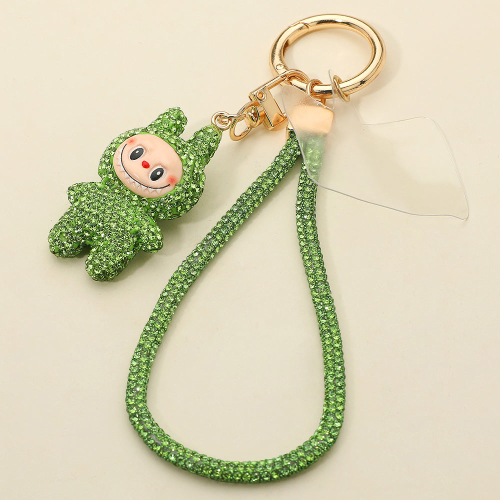 Bling Studded Monster Bunny Figure Phone Strap Keychain Bag Charm