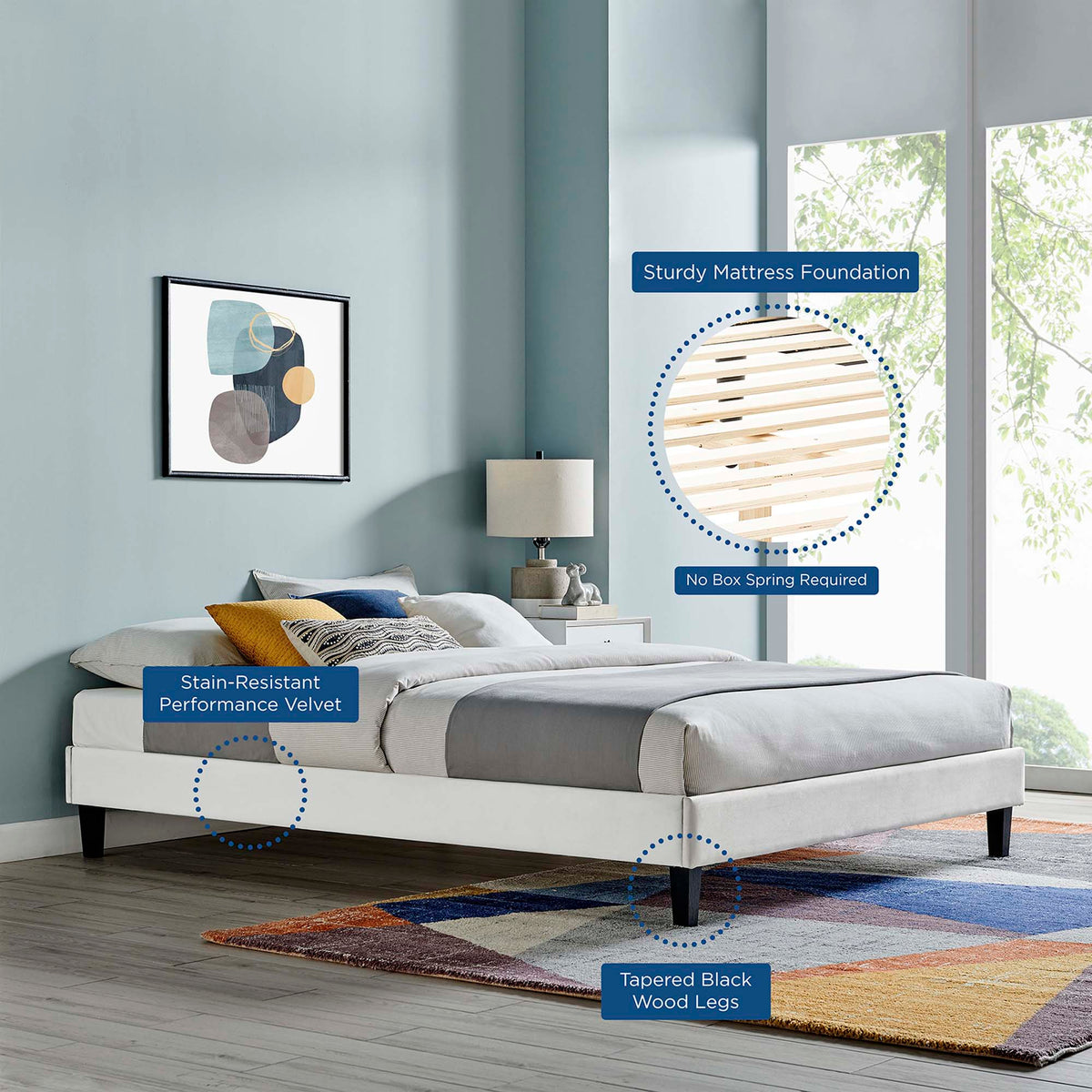 Reign Performance Velvet King Platform Bed Frame by Modway