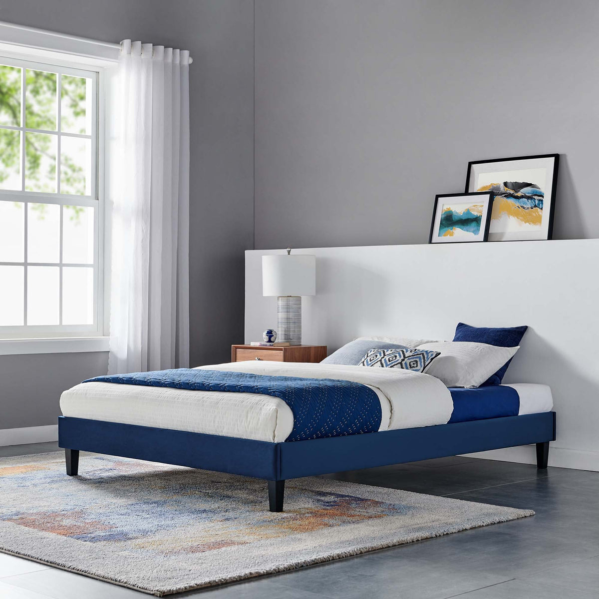 Reign Performance Velvet King Platform Bed Frame by Modway