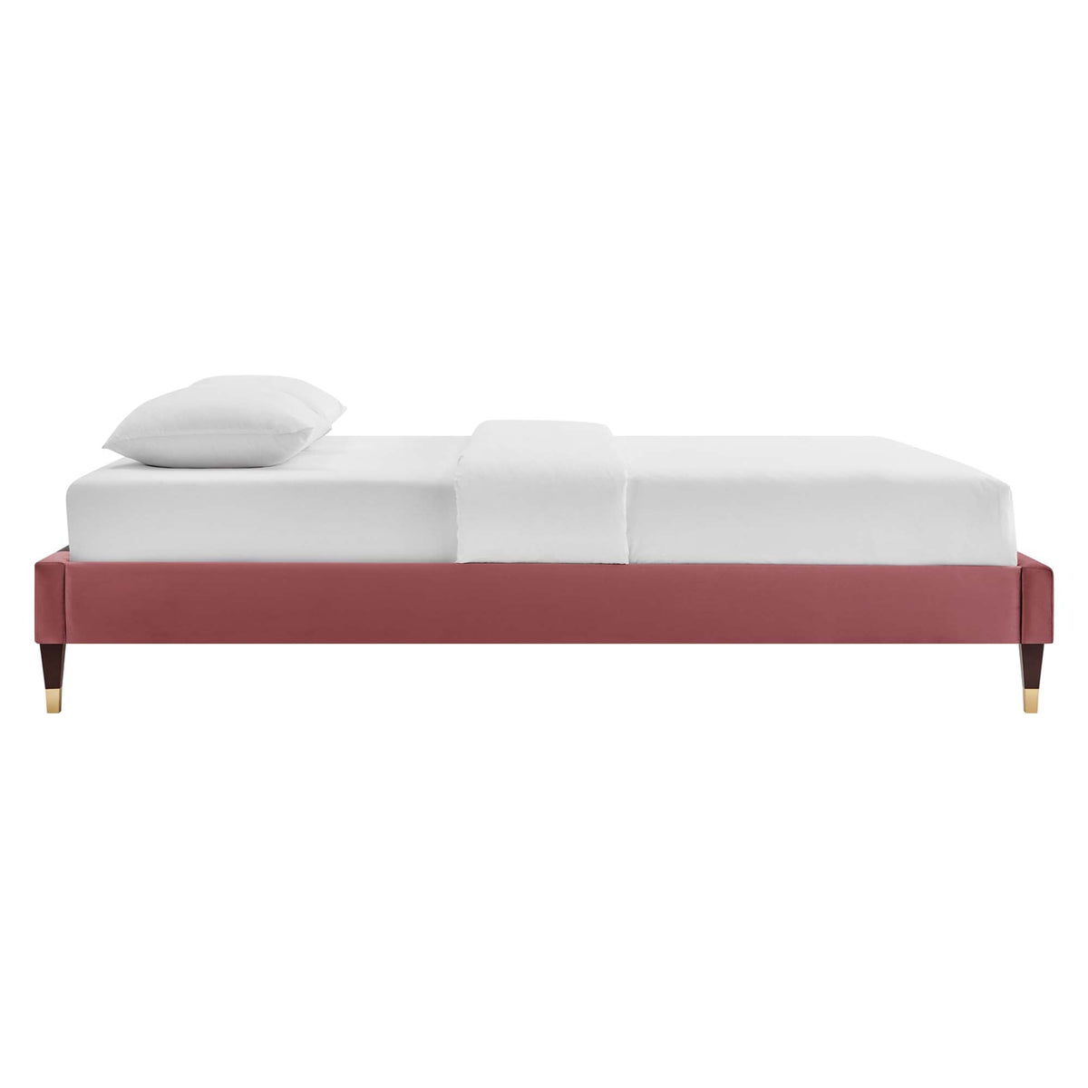 Current Performance Velvet Queen Platform Bed by Modway - Dusty Rose / White