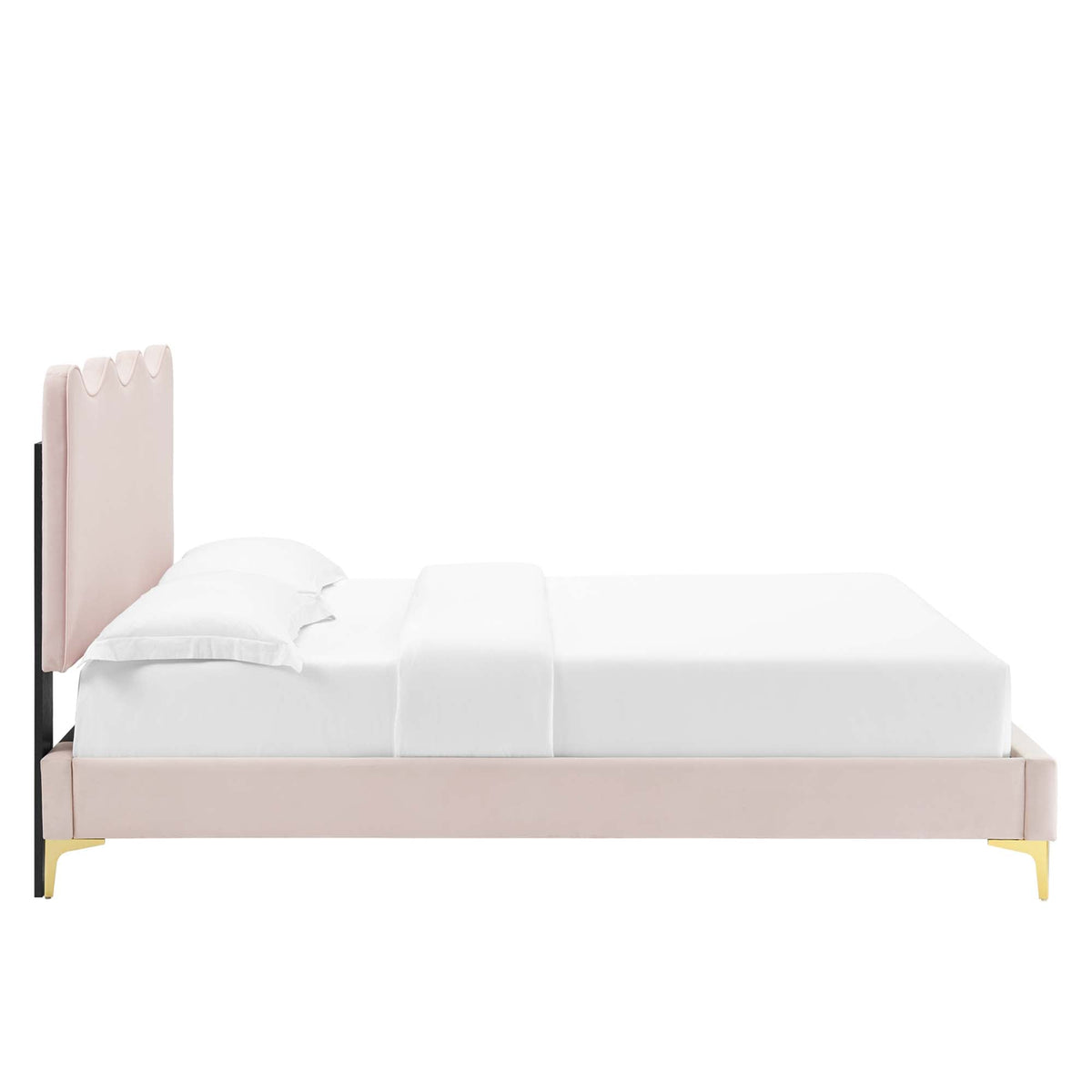 Current Performance Velvet Queen Platform Bed by Modway - Dusty Rose / Pink / White