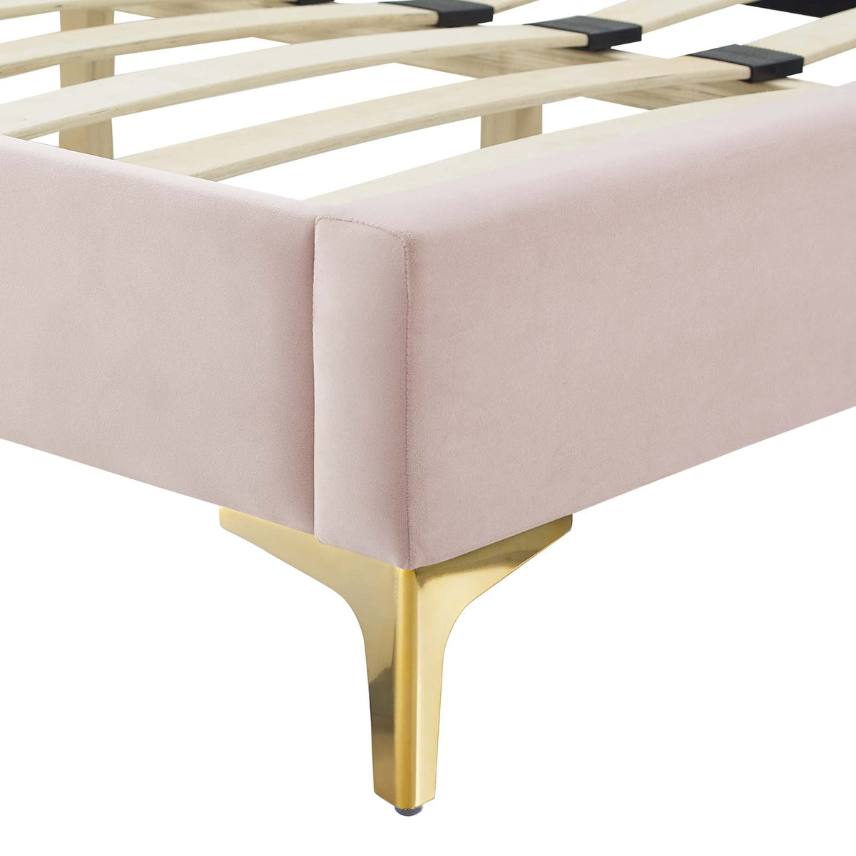 Current Performance Velvet Queen Platform Bed by Modway - Dusty Rose / Pink / White