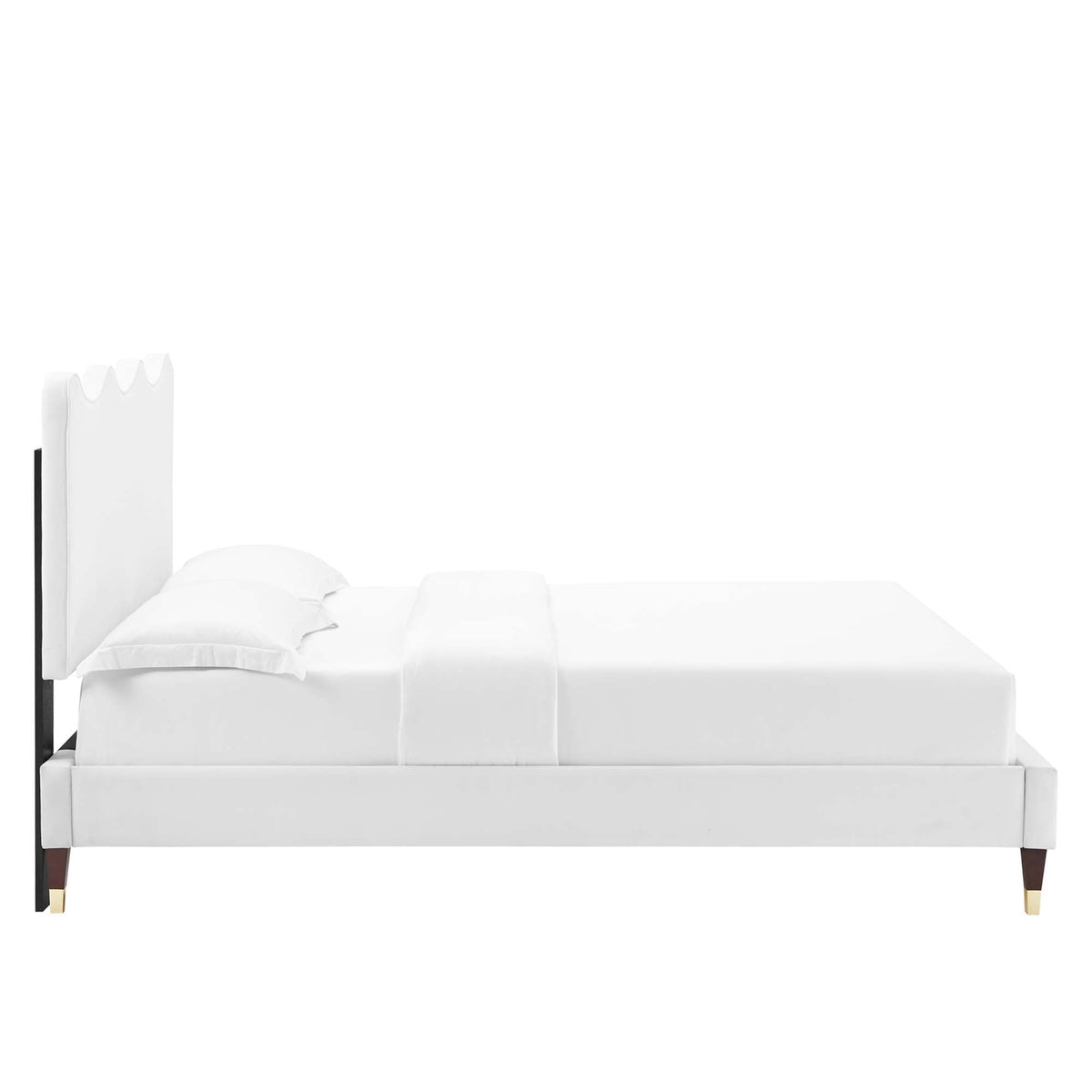 Current Performance Velvet Queen Platform Bed by Modway - Dusty Rose / White