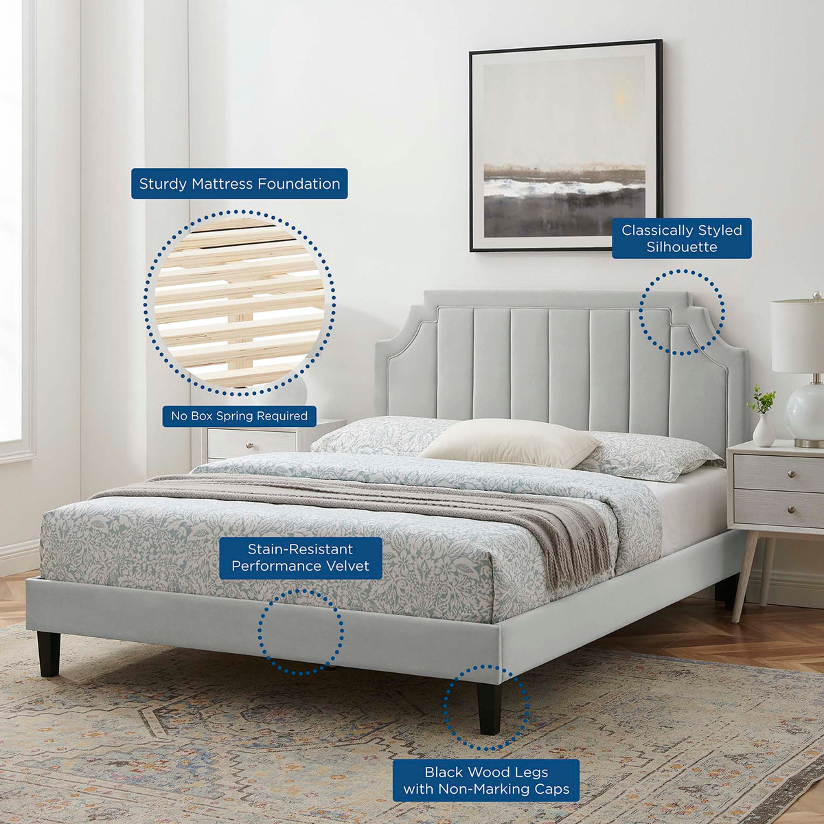 Sienna Performance Velvet Full Platform Bed by Modway - MOD-6914