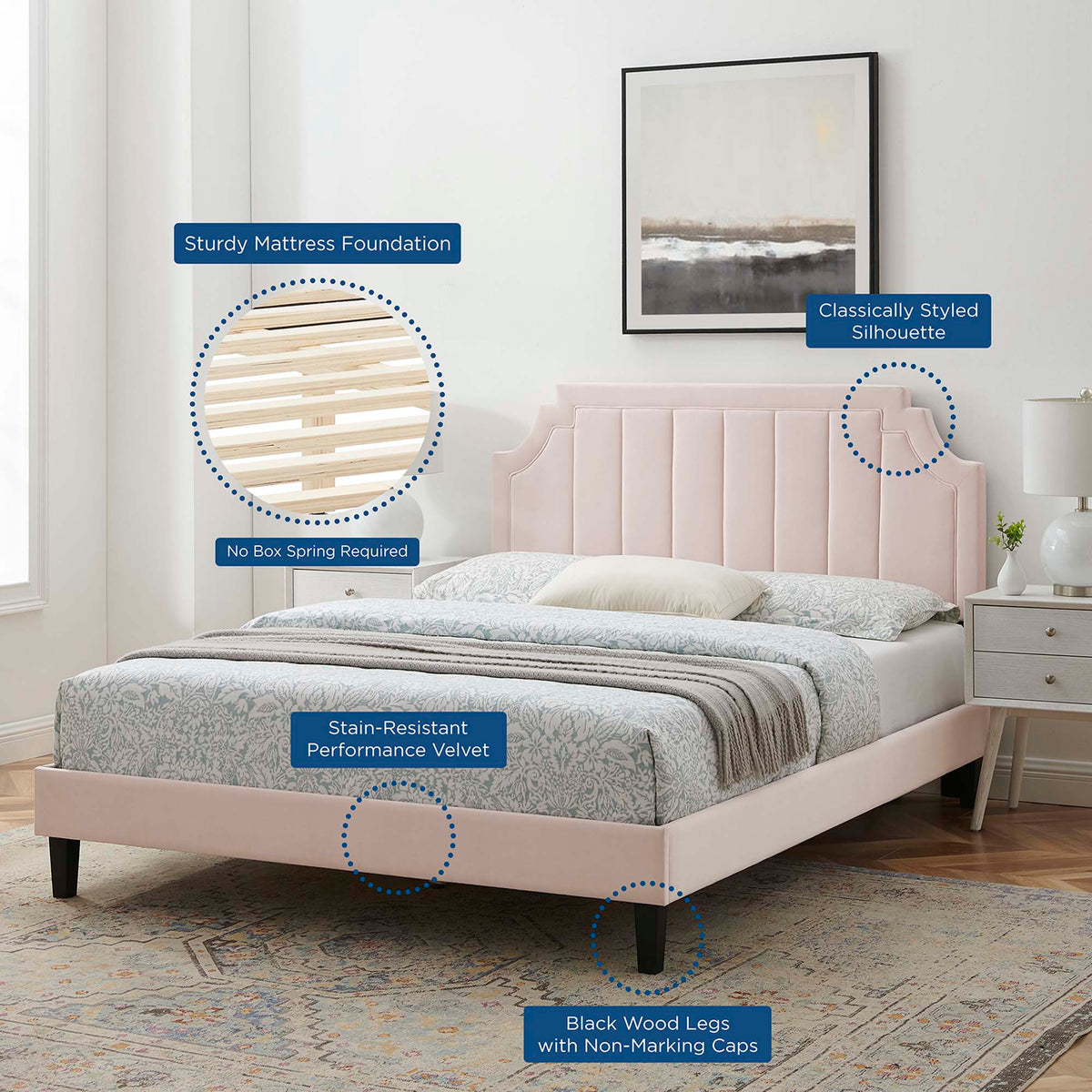 Sienna Performance Velvet Full Platform Bed by Modway - MOD-6914