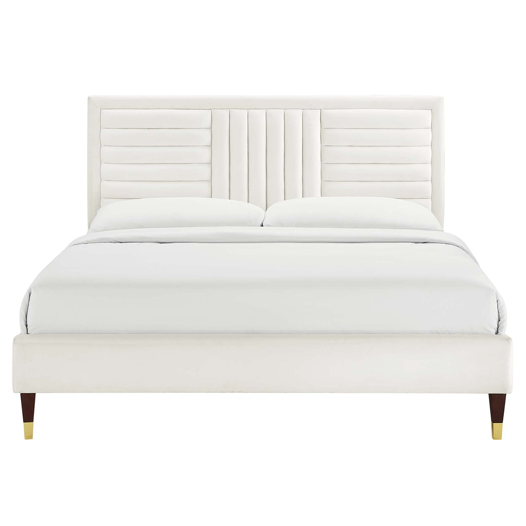 Sofia Channel Tufted Performance Velvet Queen Platform Bed by Modway - MOD-6971