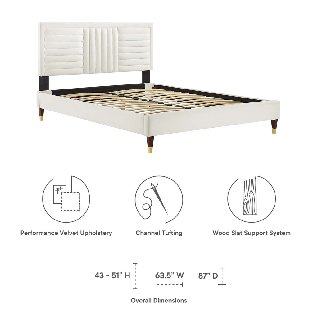 Sofia Channel Tufted Performance Velvet Queen Platform Bed by Modway - MOD-6971