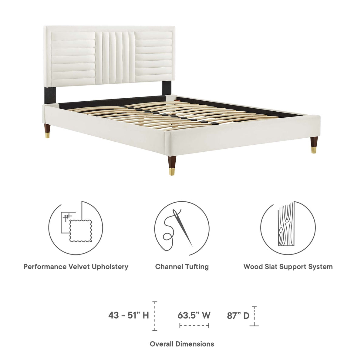 Sofia Channel Tufted Performance Velvet Queen Platform Bed by Modway - MOD-6971