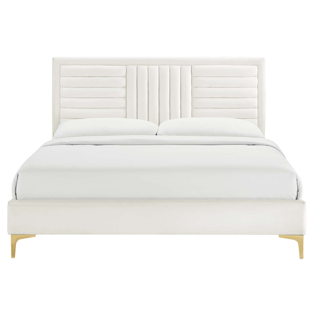 Sofia Channel Tufted Performance Velvet Queen Platform Bed by Modway - MOD-6979