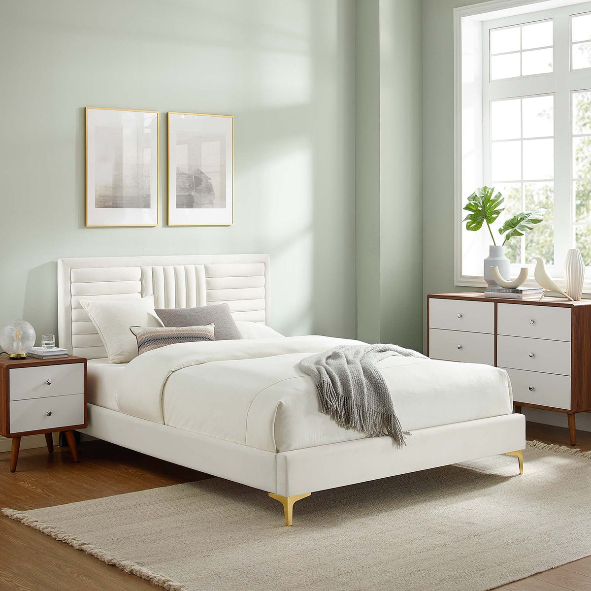 Sofia Channel Tufted Performance Velvet Queen Platform Bed by Modway - MOD-6979