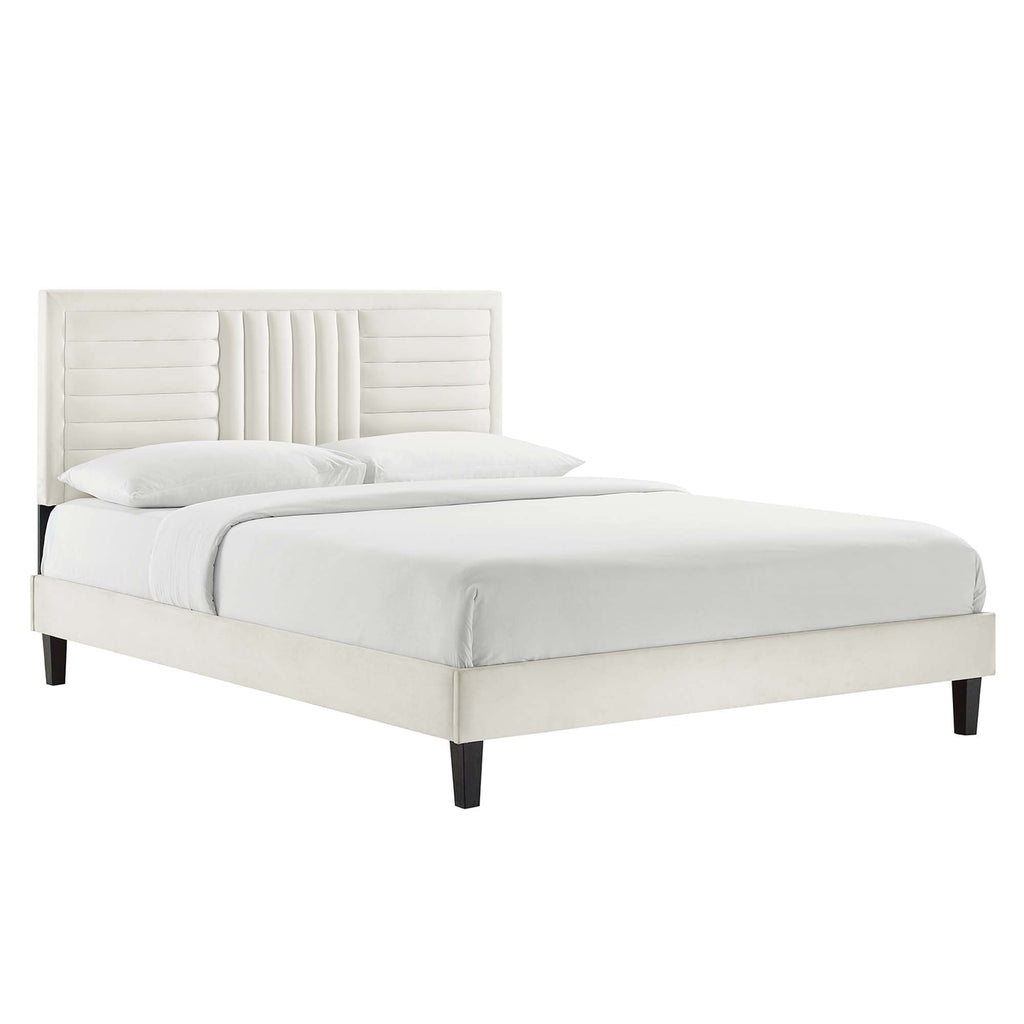 Sofia Channel Tufted Performance Velvet King Platform Bed by Modway - MOD-7015