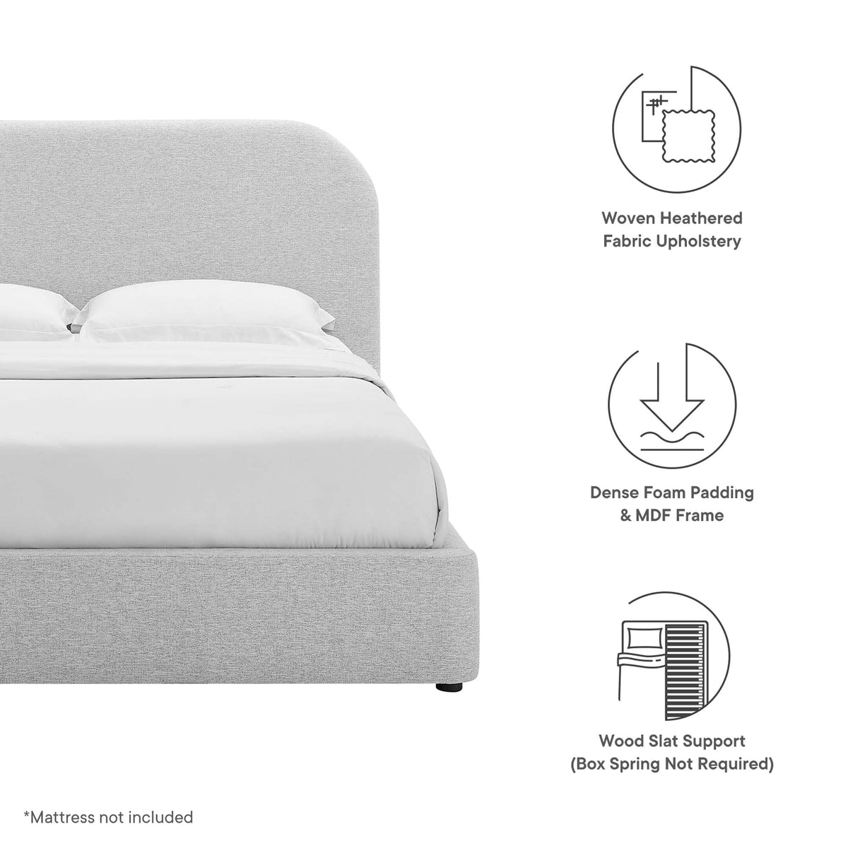 Keynote Upholstered Fabric Curved Twin Platform Bed by Modway