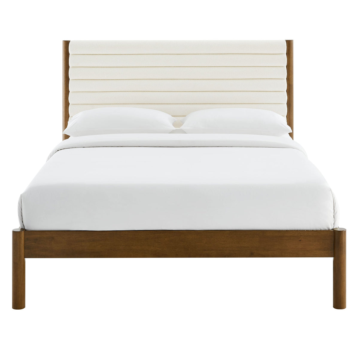 Olea Channel Tufted Boucle Solid Wood King Platform Bed by Modway