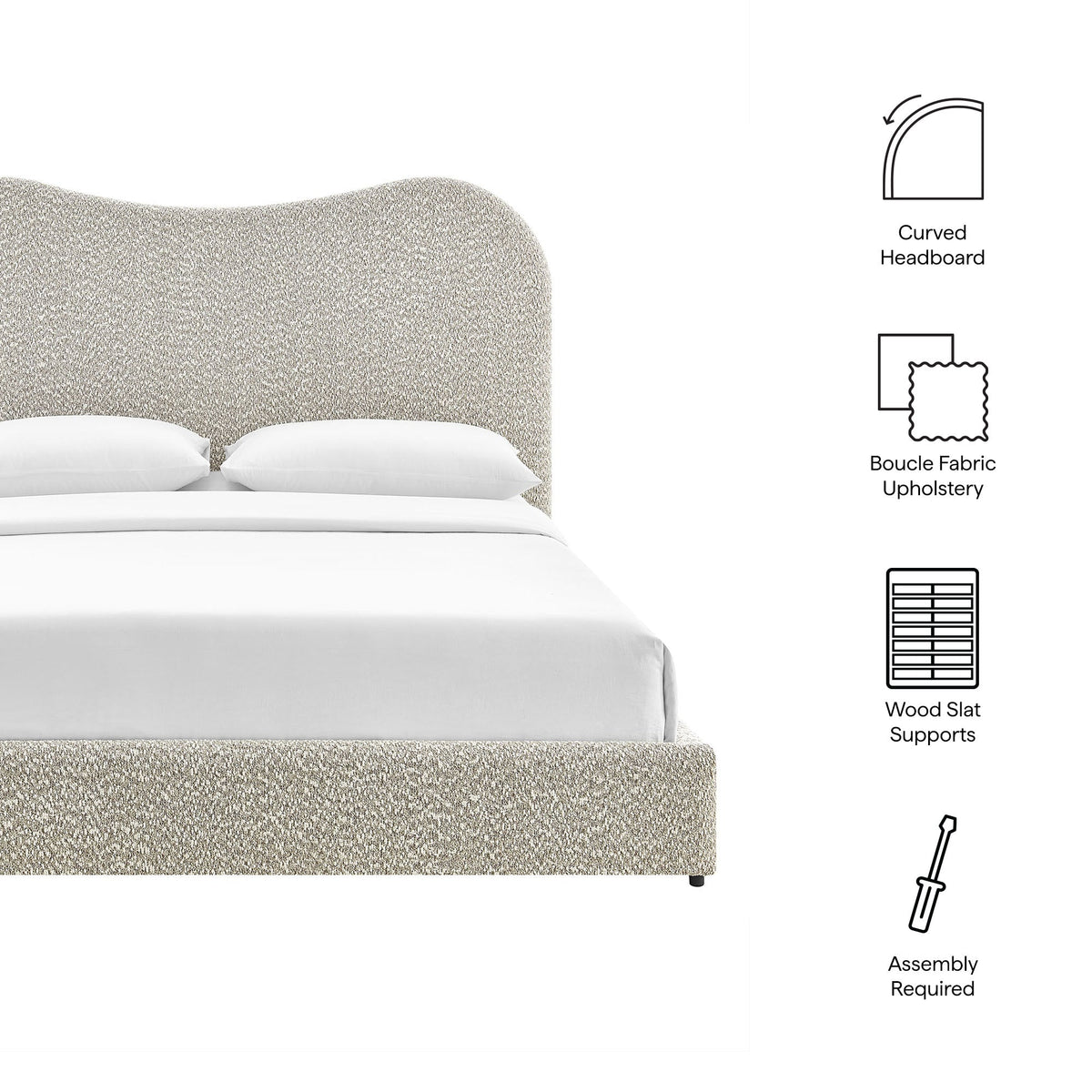 Seluna Boucle Queen Platform Bed by Modway