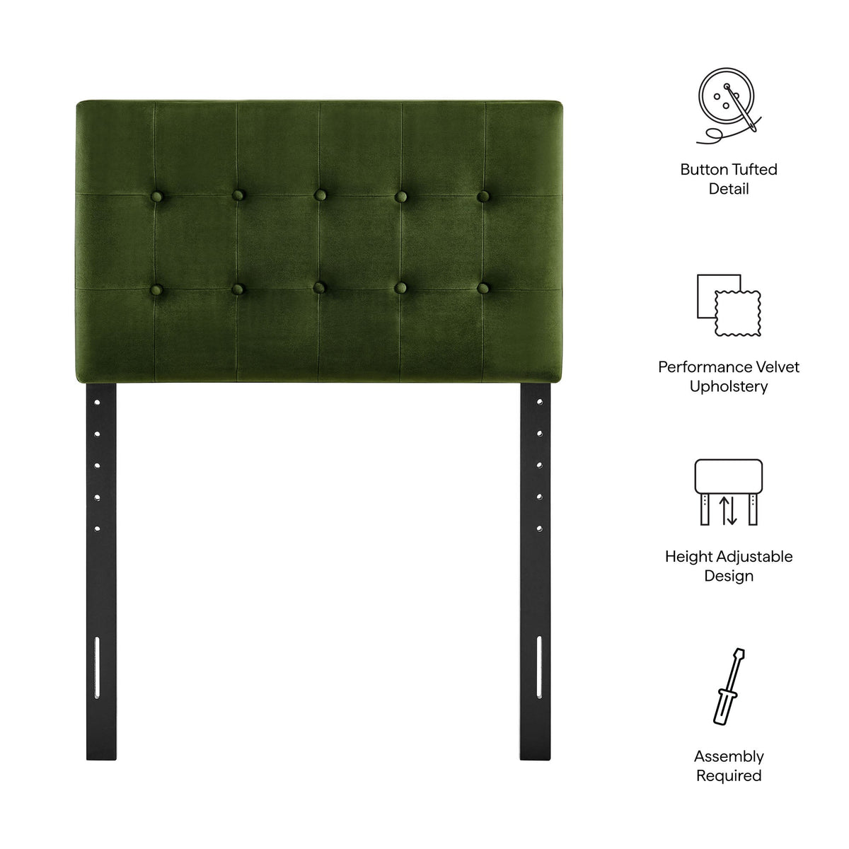 Emily Stain-Resistant Performance Velvet Twin Size Headboard by Modway