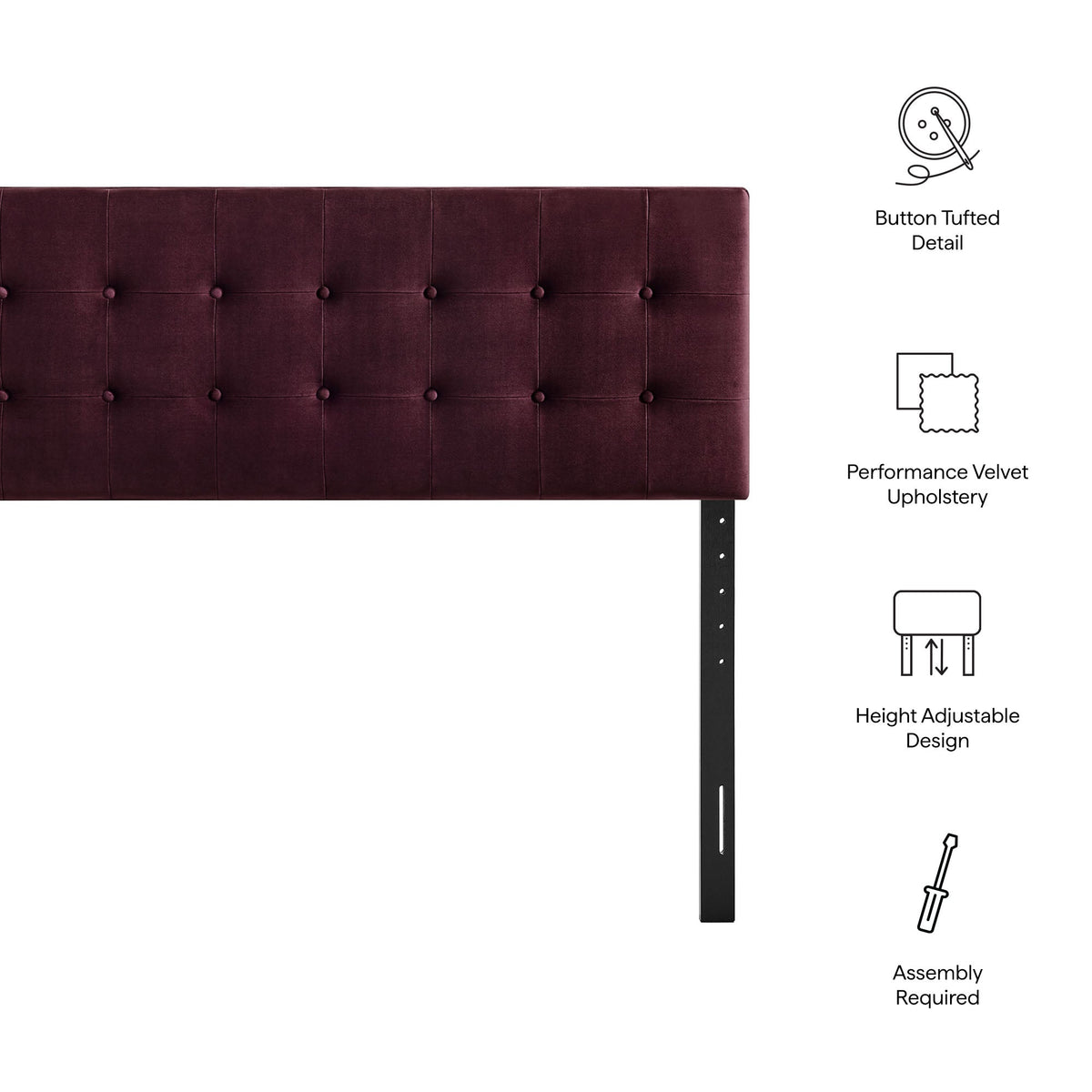 Emily Stain-Resistant Performance Velvet Twin Size Headboard by Modway