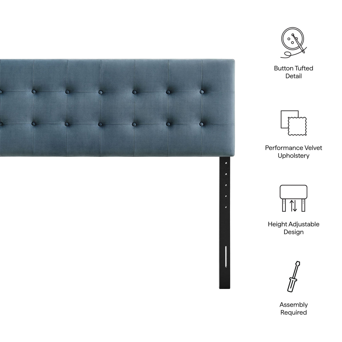 Emily Stain-Resistant Performance Velvet Twin Size Headboard by Modway